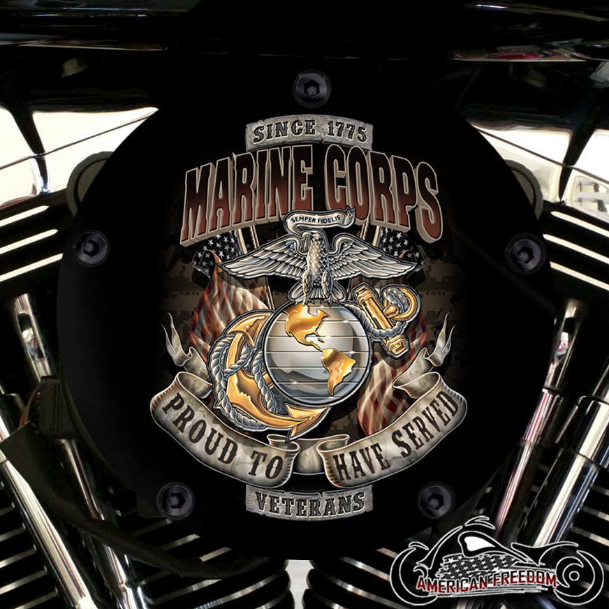 Harley Davidson High Flow Air Cleaner Cover - Proud Marine Corps